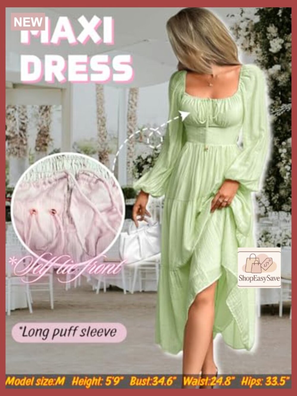 Tiered Maxi Dress Off Shoulder Smocked Flowy Boho Cottagecore Long Sleeve - Picture 2 of 7